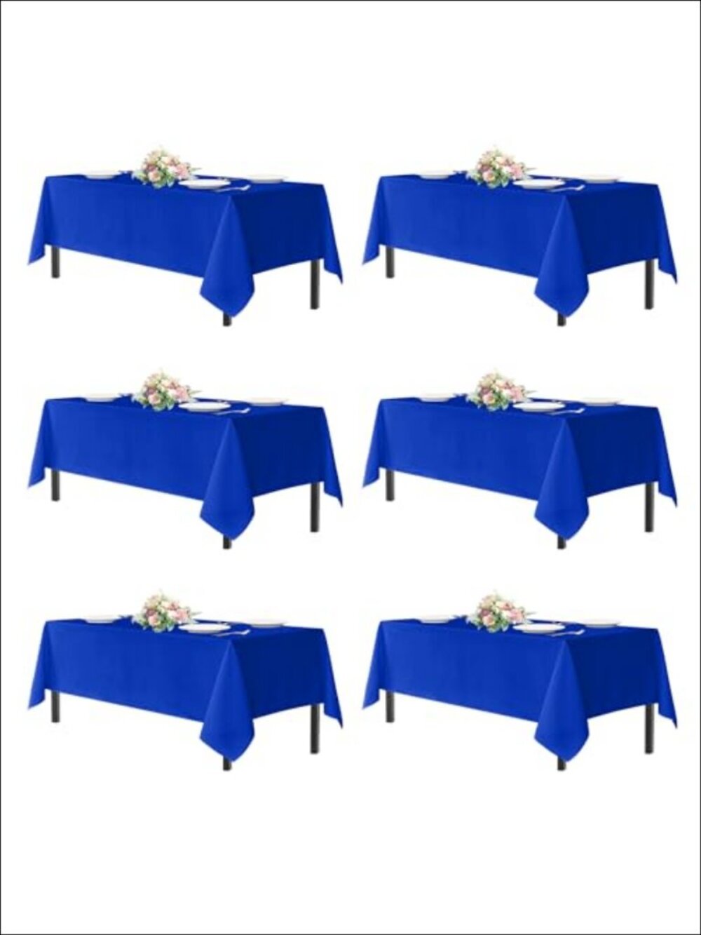6 Pack 60x102 Inch Polyester Tablecloths for 6 Foot Tables